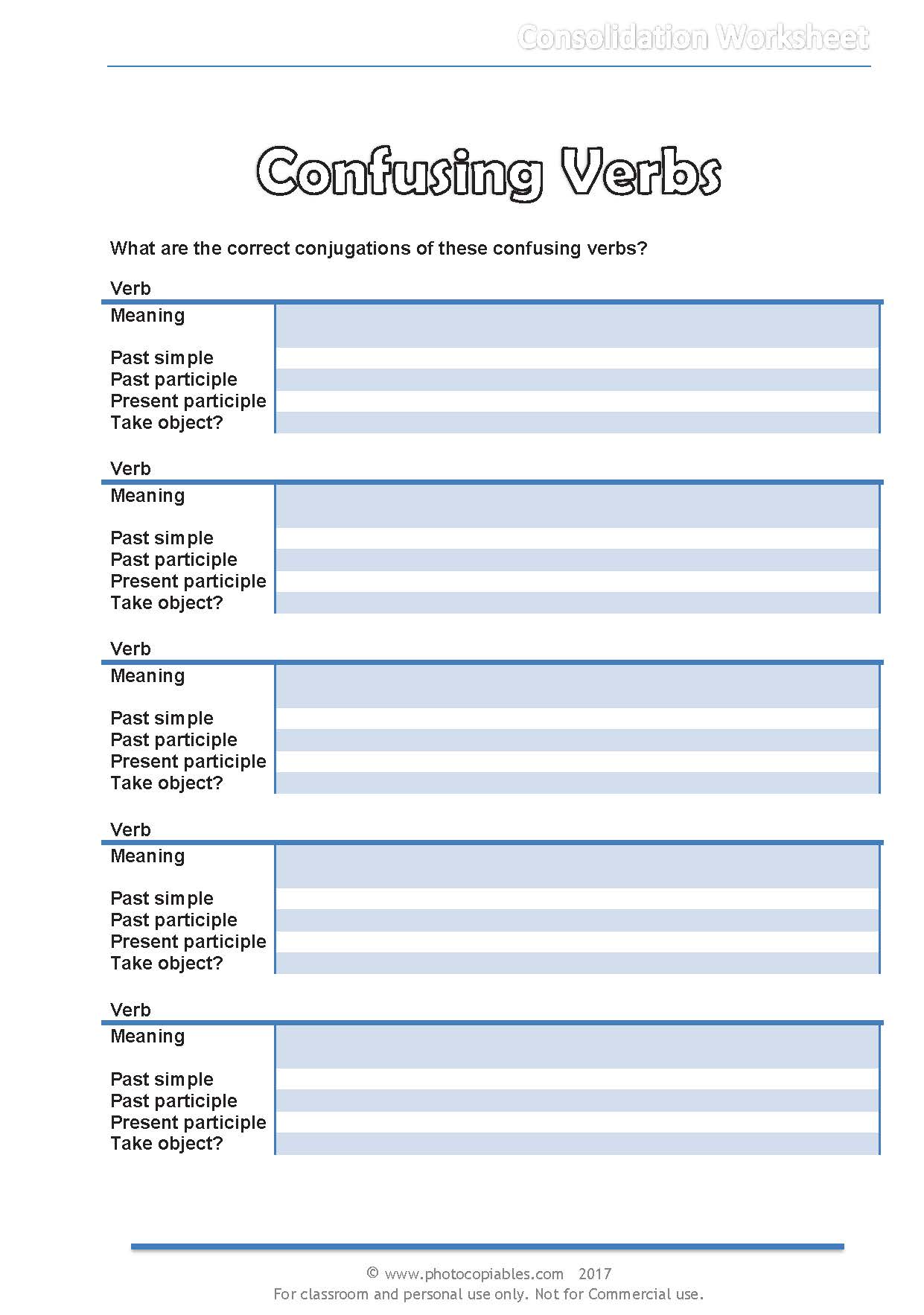 confusing verbs template