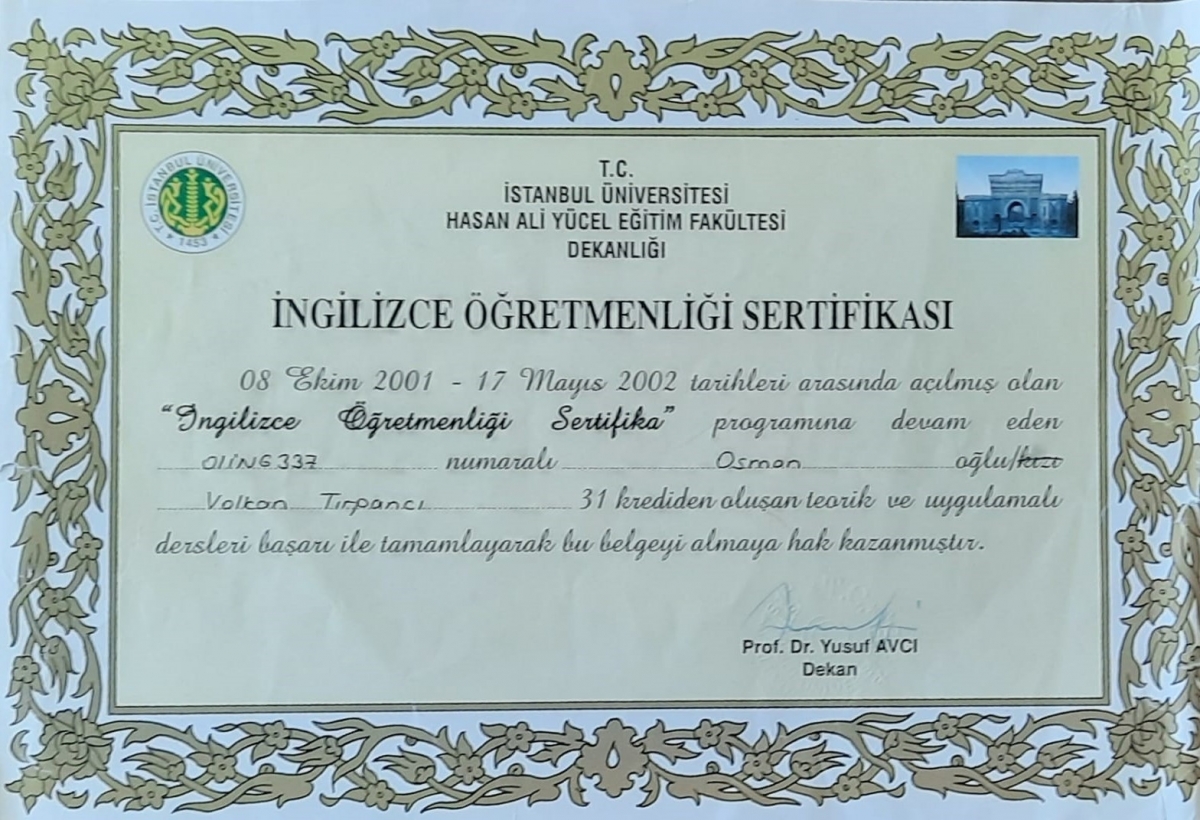 istanbul üniversitesi öğretmenlik sertifikası