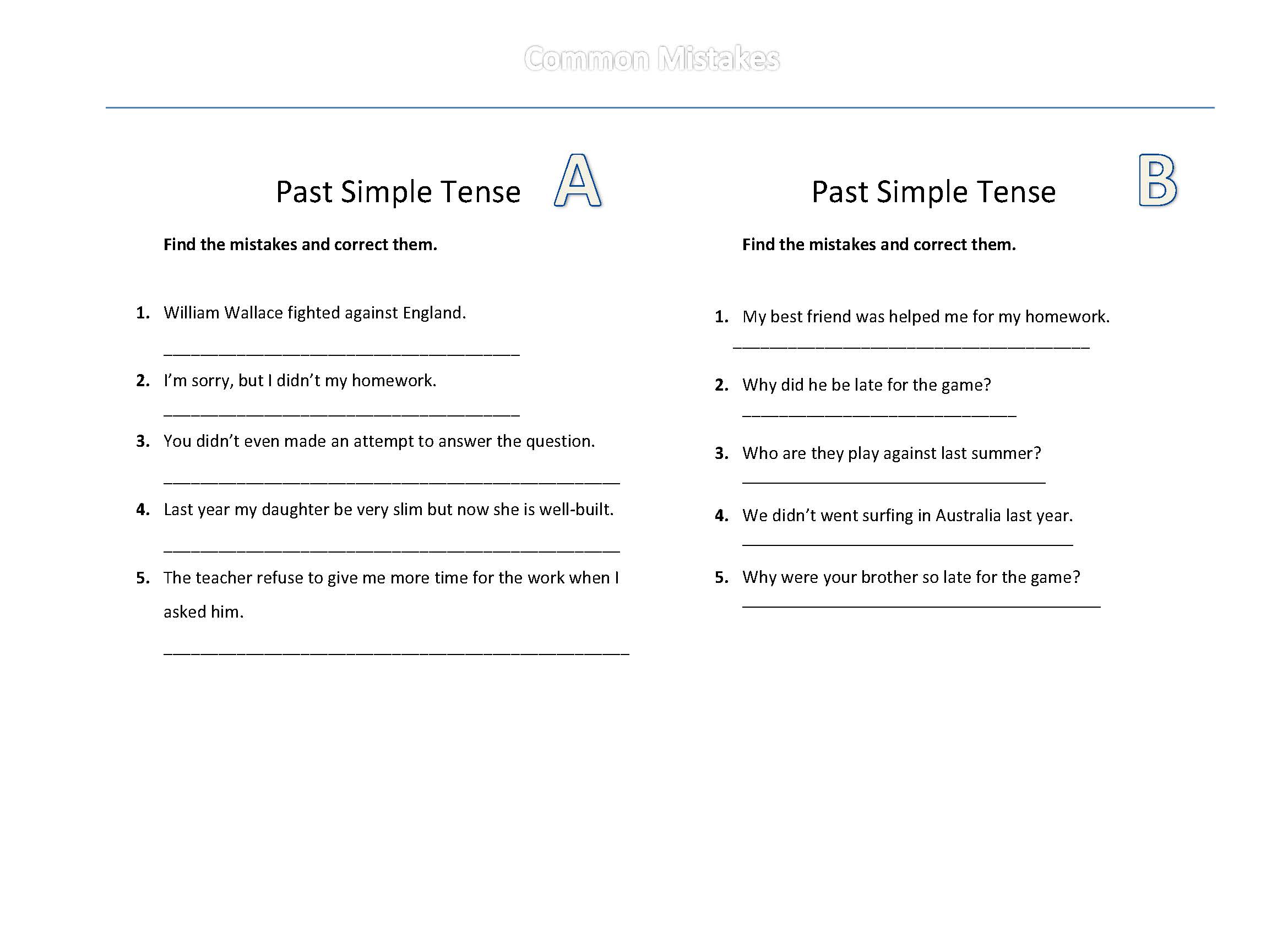 Past simple_common mistakes_a-b versions