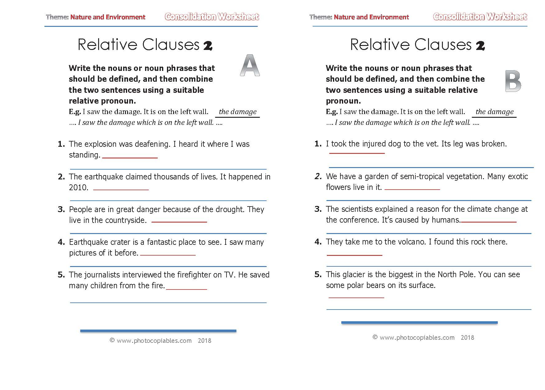 Relative Clauses Consolidation Worksheet 2 | photocopiables