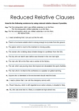 reduced relative clauses consolidation worksheet
