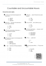 countable and uncountable nouns grammar quiz
