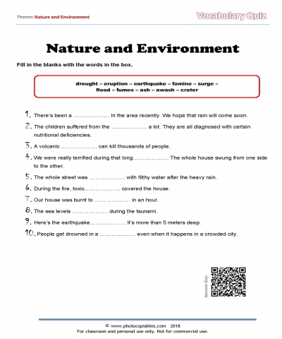 nature and environment vocabulary quiz